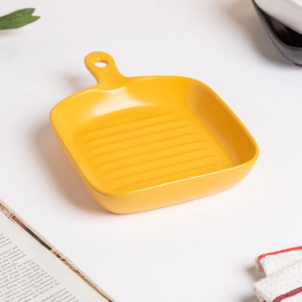 Yellow Ceramic Grill Plate