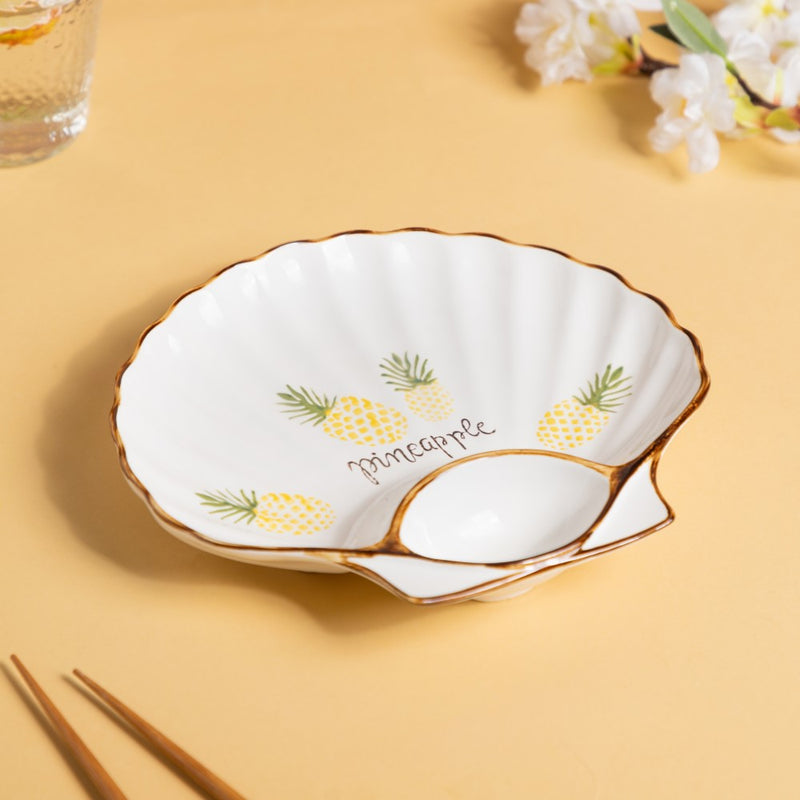 Seashell Snack Plate - Serving plate, snack plate, momo plate, plate with compartment | Plates for dining table & home decor