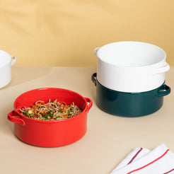 Toujours Baking Bowl With Handle - Bowl, ceramic bowl, serving bowls, noodle bowl, salad bowls, bowl for snacks, baking bowls, large serving bowl, bowl with handle | Bowls for dining table & home decor