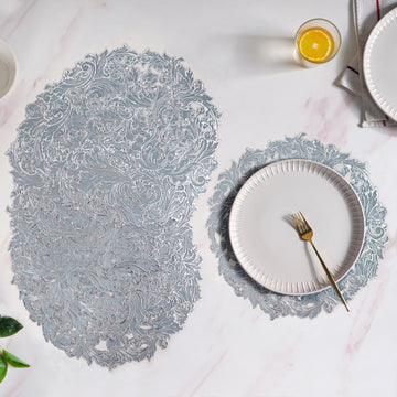 Icy Blue Luxe Round Tablemat Set Of 6