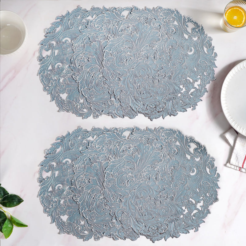 Icy Blue Luxe Round Tablemat Set Of 6
