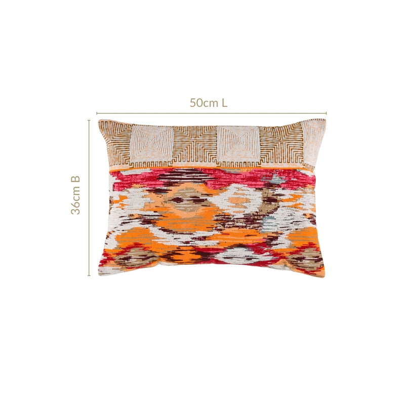 Ikkat Multicolour Cotton Cushion Cover 50x36cm