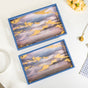 Impressionism Sky Art Tray Set Of 2 Blue