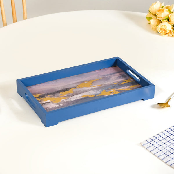 Impressionism Sky Art Tray Set Of 2 Blue