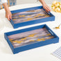 Impressionism Sky Art Tray Set Of 2 Blue