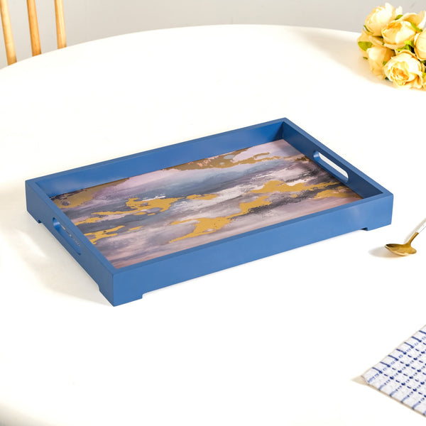Impressionism Sky Art Tray Set Of 2 Blue