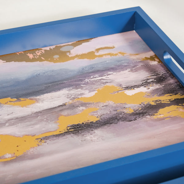 Impressionism Sky Art Tray Set Of 2 Blue