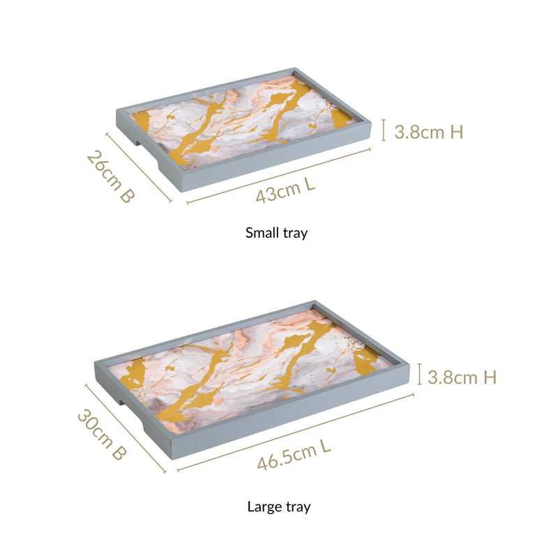 Impressionism Sky Art Tray Set Of 2 Grey