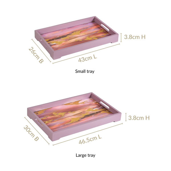 Impressionism Sky Art Tray Set Of 2 Mauve