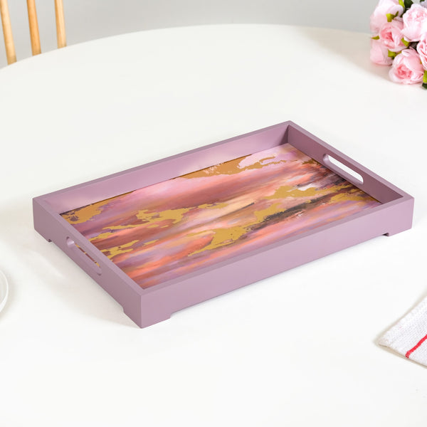 Impressionism Sky Art Tray Set Of 2 Mauve