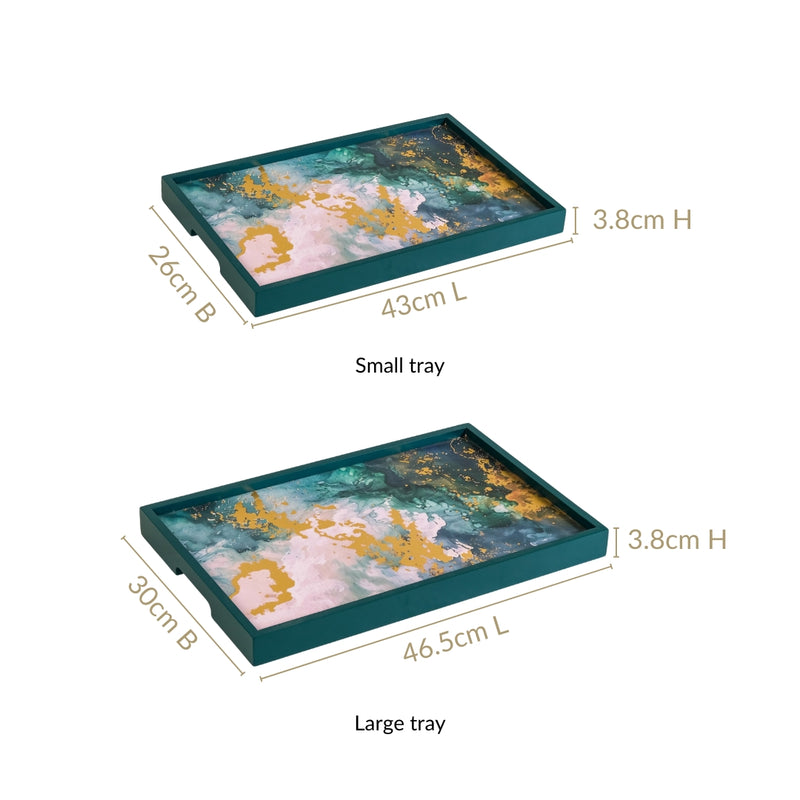 Impressionism Sky Art Tray Set Of 2 Teal