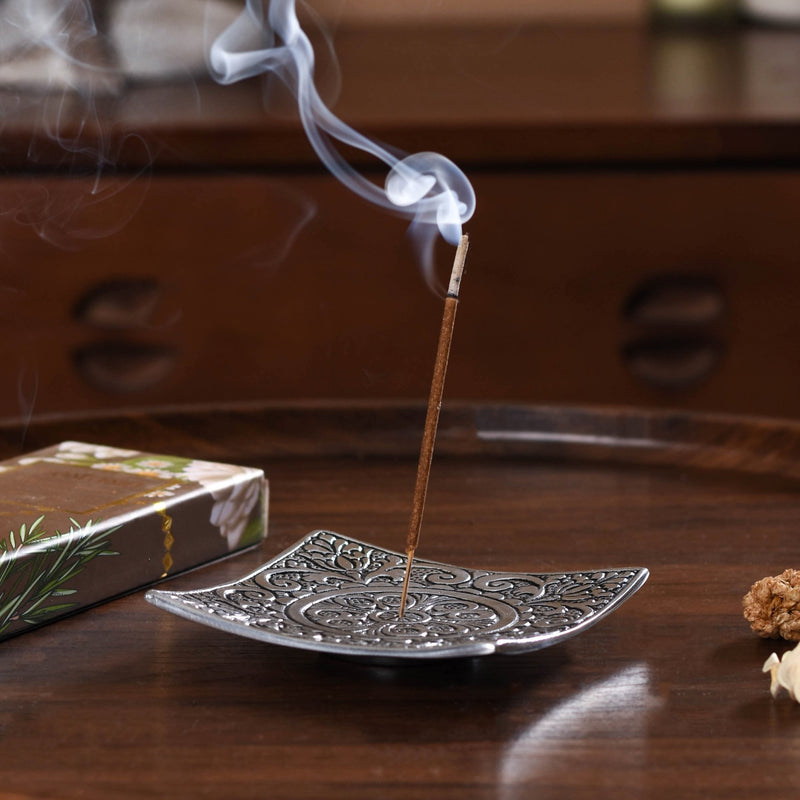 Square Floral Agarbatti Stand With Vanilla Incense Sticks