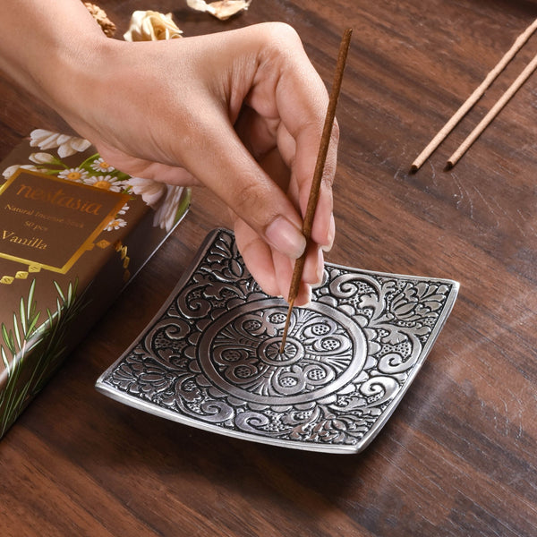 Square Incense Holder With Vanilla Incense Sticks