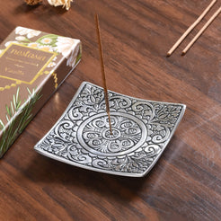 Square Floral Agarbatti Stand With Vanilla Incense Sticks