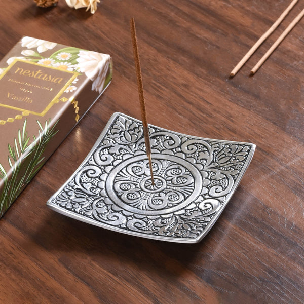 Square Incense Holder With Vanilla Incense Sticks