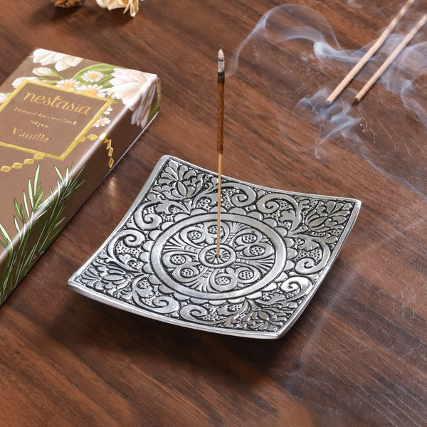 Square Incense Holder With Vanilla Incense Sticks