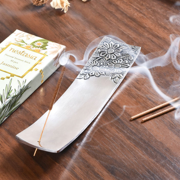 Floral Metal Incense Holder With Jasmine Incense Sticks Gift box