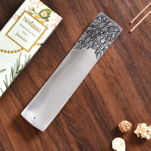 Floral Metal Incense Holder With Jasmine Incense Sticks Gift box