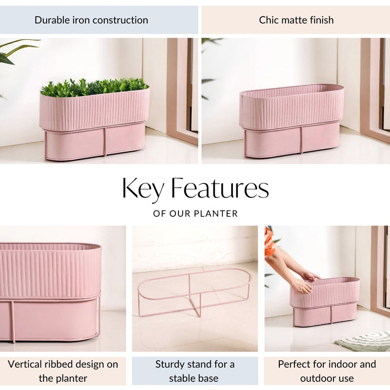 Indoor Box Planter With Stand Dusty Pink