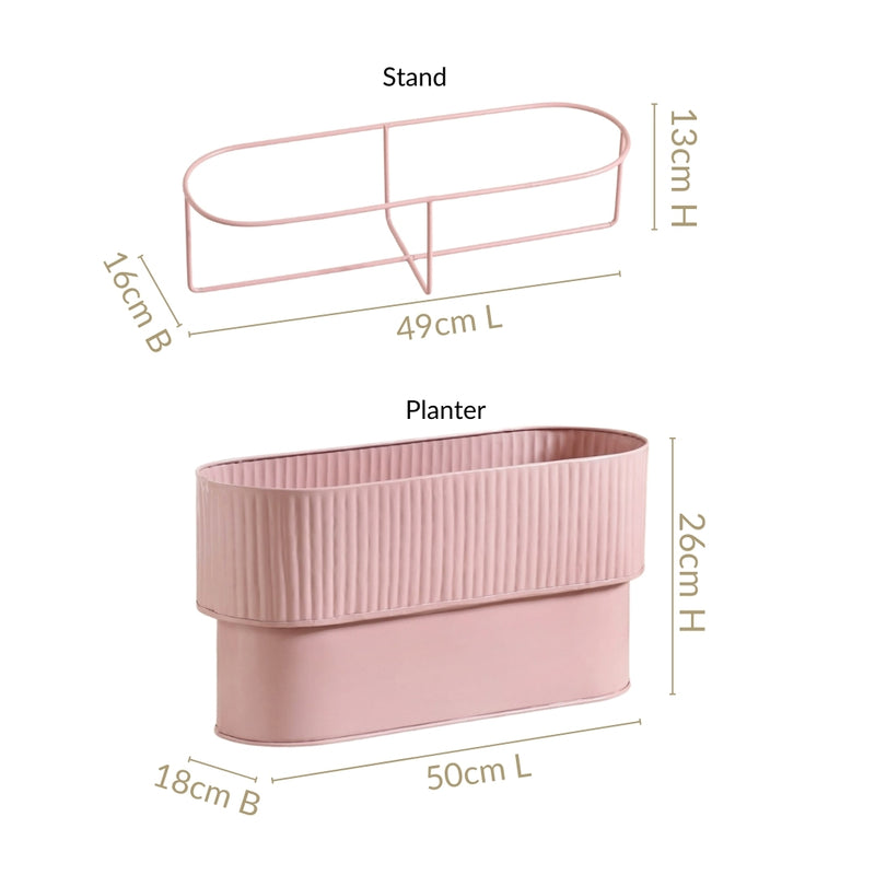 Indoor Box Planter With Stand Dusty Pink