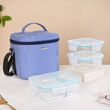 Insulated Lunch Bag And Glass Lunch Box Hamper