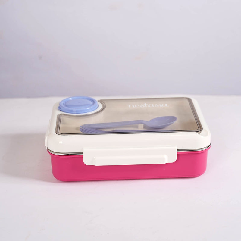 Pink 4 Grid Stainless Steel Lunch Box For Office 950ml