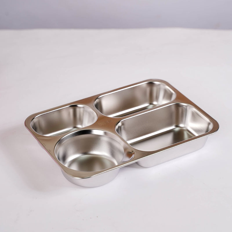 Pink 4 Grid Stainless Steel Lunch Box For Office 950ml