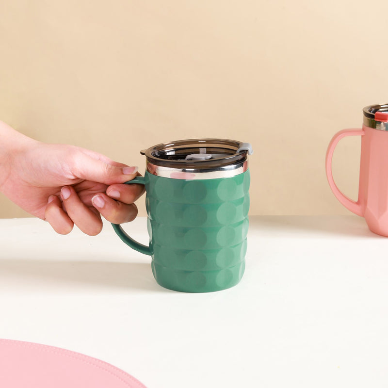 Coffee Mug With Lid Set Of 2 Green 400ml - Travel mug, travel mug with lid, coffee mug, insulated mug, travel coffee mug, travel coffee mug with lid