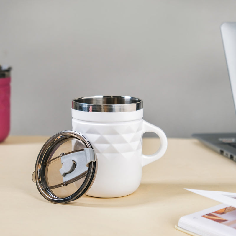 Coffee Mug Set Of 2 White 400ml - Travel mugs, travel mugs with lids, coffee mugs, insulated mugs, travel coffee mugs, white mugs