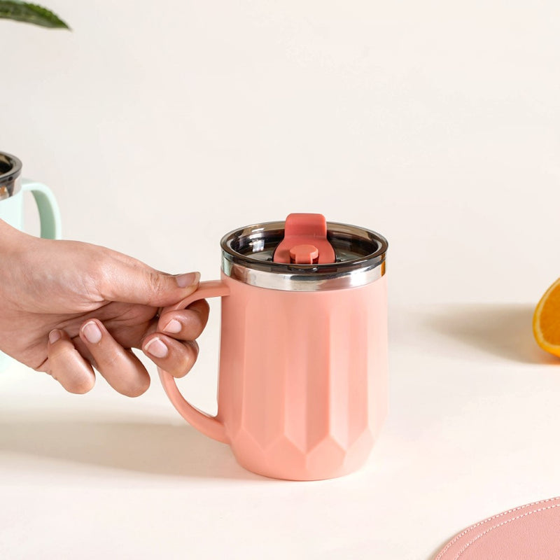 Stainless Steel Mug With Lid Set Of 2 Pink 400ml - Travel mugs, travel mugs with lids, coffee mugs, insulated mugs, travel coffee mugs