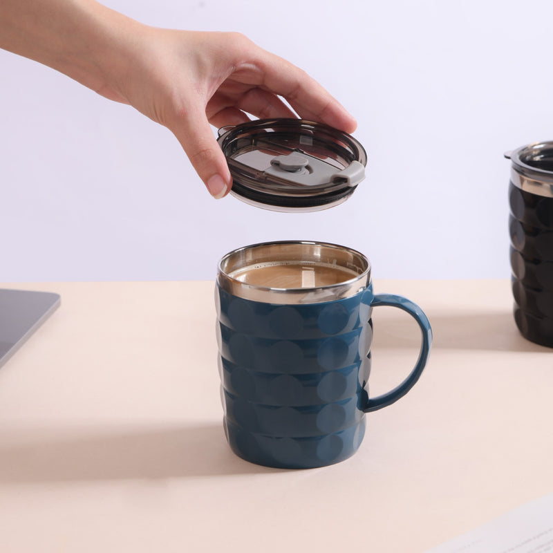 Travel Mug With Lid Set Of 2 Blue 400ml - Travel mug, travel coffee mug, coffee mug with lid, tea mug, tea mug with lid, portable coffee mug