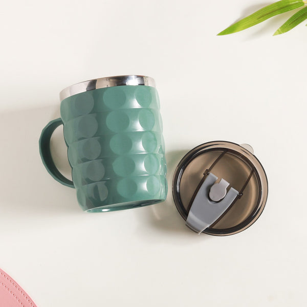 Insulated Coffee Mug With Lid Set Of 2 Green 400ml
