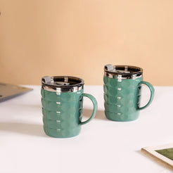 Coffee Mug With Lid Set Of 2 Green 400ml - Travel mug, travel mug with lid, coffee mug, insulated mug, travel coffee mug, travel coffee mug with lid