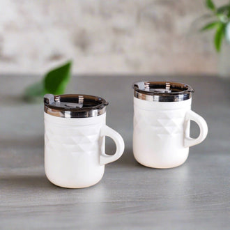 Coffee Mug Set Of 2 White 400ml - Travel mugs, travel mugs with lids, coffee mugs, insulated mugs, travel coffee mugs, white mugs