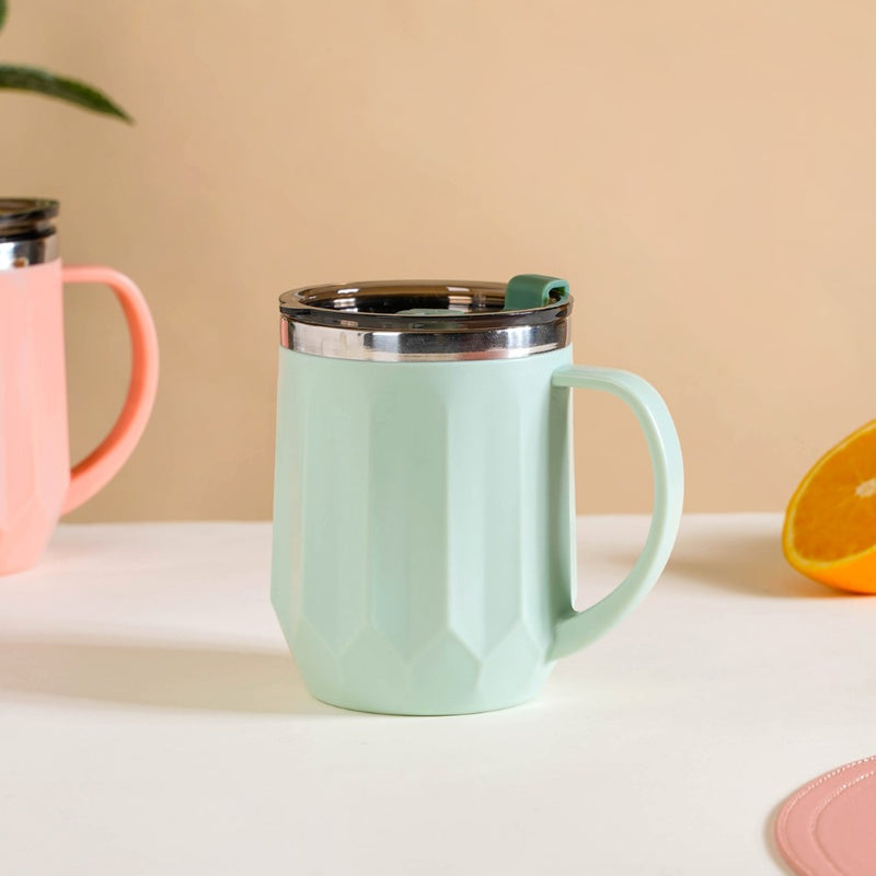 Couples Coffee Mug With Lid Set of 2 Mint Green 400ml - Travel mug, travel coffee mug, coffee mug, coffee mug with lid, mint green coffee mugs