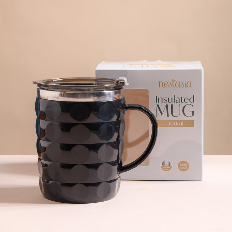 Portable Travel Mug For Couples Set Of 2 Black 400ml - Travel mugs, travel mugs with lids, coffee mugs, insulated mugs, travel coffee mugs