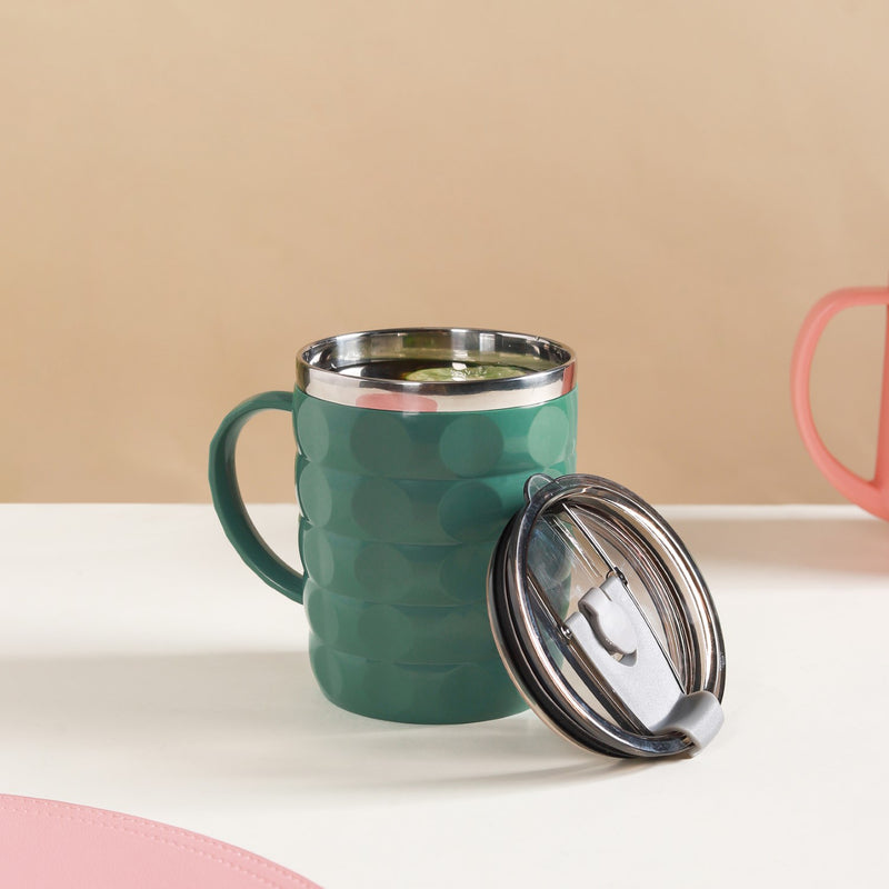 Coffee Mug With Lid Set Of 2 Green 400ml - Travel mug, travel mug with lid, coffee mug, insulated mug, travel coffee mug, travel coffee mug with lid