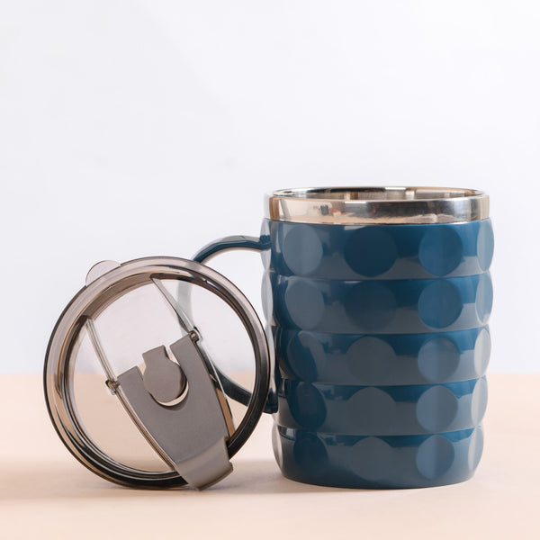 Travel Mug With Lid Set Of 2 Blue 400ml