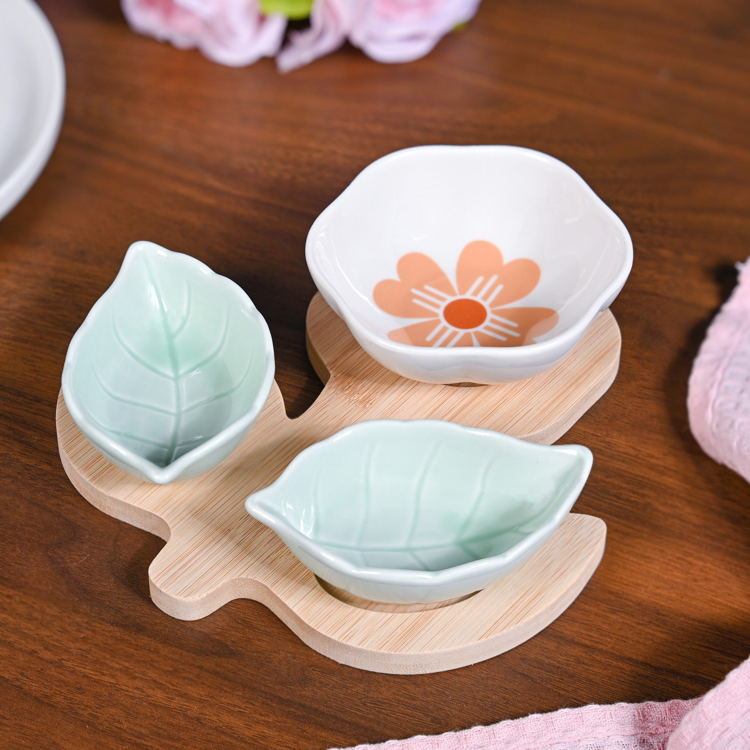Flower Leaf Snack Platter Set