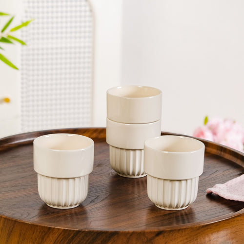 Ivory Cream Stackable Cup Set Of 4 280ml