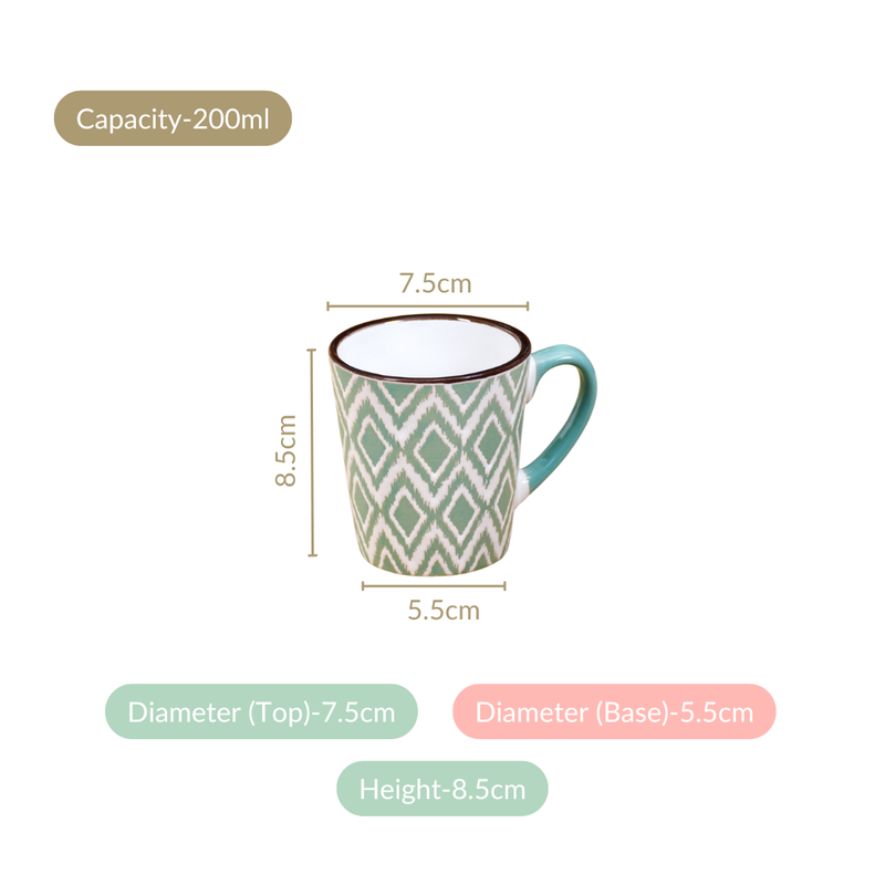 Kaleido Tea Cup Set Of 6 Green 200ml