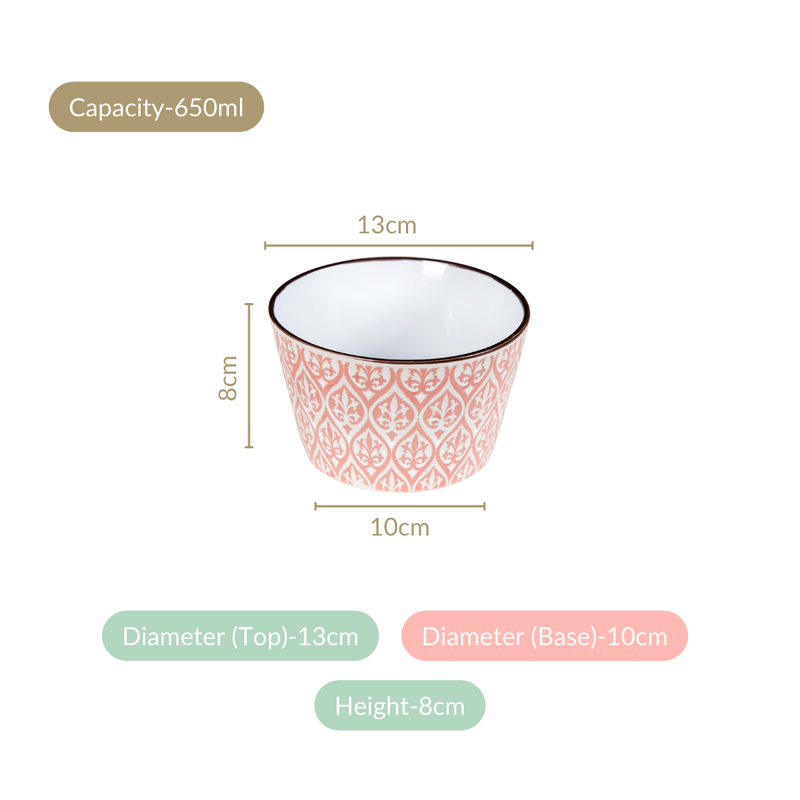 Baroque Ceramic Serving Bowl Set Of 4 Pink 650ml