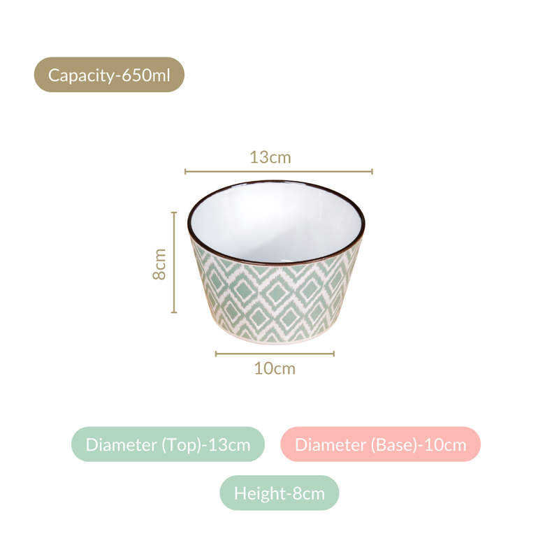 Set Of 4 Kaleido Serving Bowl Green 650ml