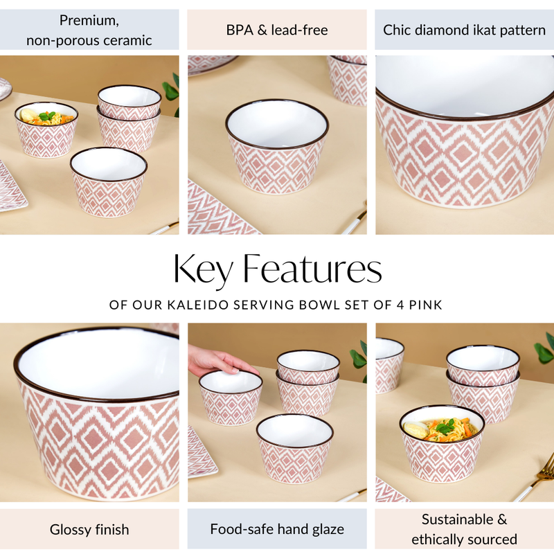 Kaleido Serving Bowl Set Of 4 Pink 650ml