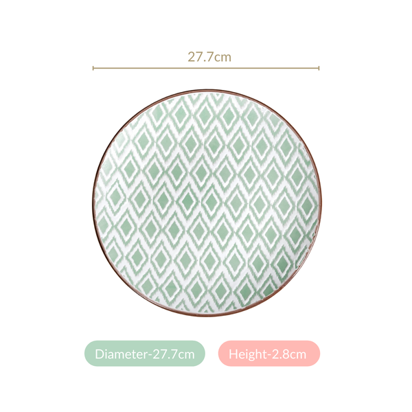 Kaleido Ceramic Dinner Plate Set Of 4 Green 11 Inch