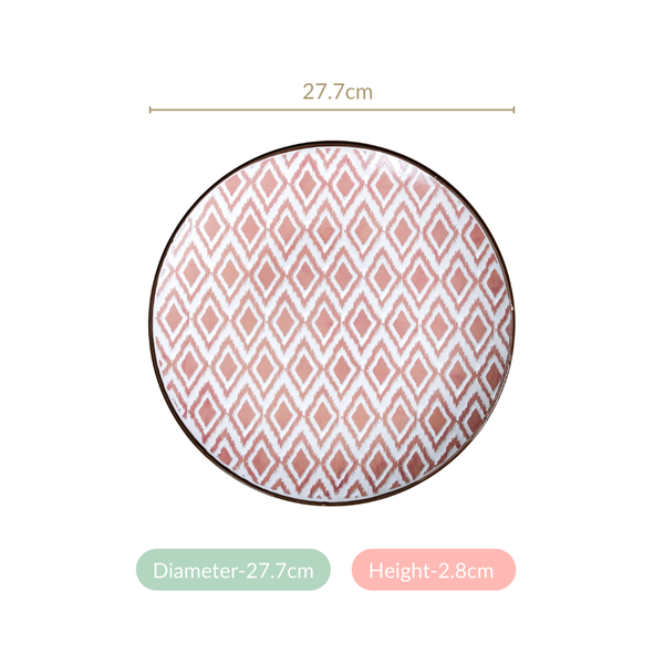 Ceramic Kaleido Dinner Plate Set Of 4 Pink 11 Inch