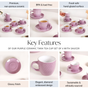 Purple Ceramic Tara Tea Cup Set Of 6 With Saucer 225ml