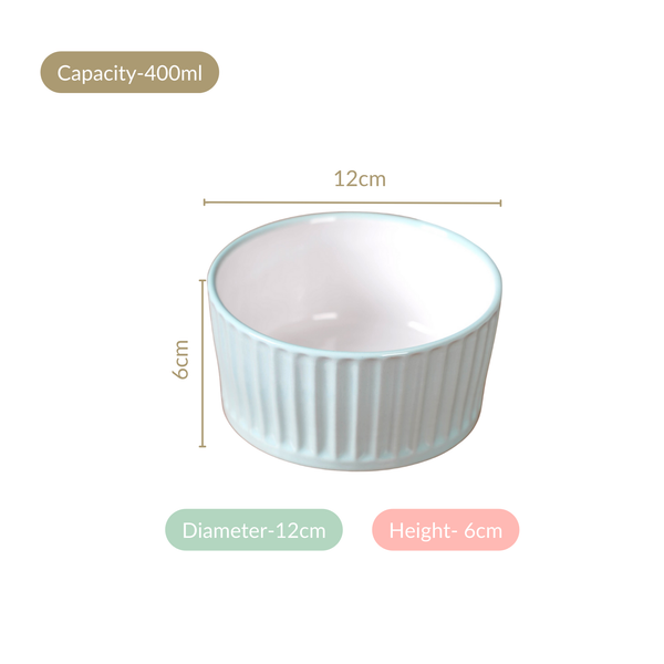 Light Blue Cresta Ceramic Snack Bowl Set Of 6 400ml