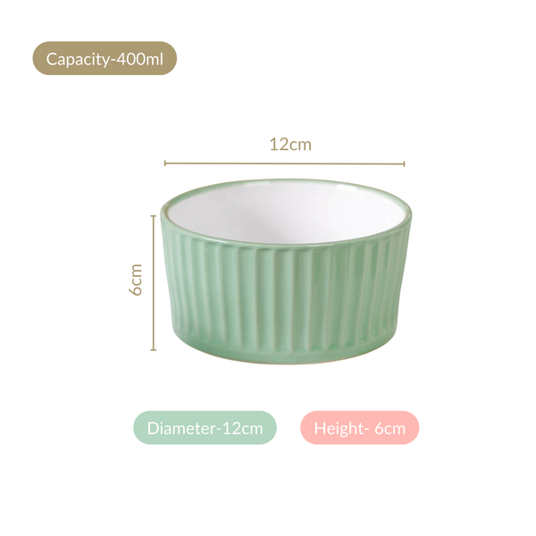 Cresta Ceramic Snack Bowl Set Of 6 Green 400ml