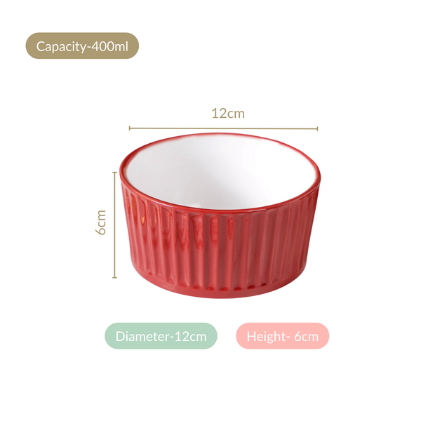 Cresta Ceramic Snack Bowl Set Of 6 Red 400ml